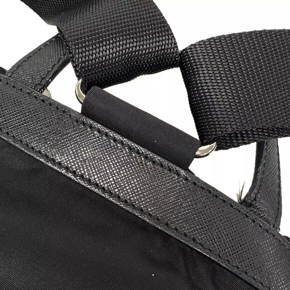 Auth PRADA - Black Nylon Leather Backpack - Picture 10 of 14